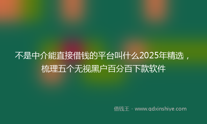 不是中介能直接借钱的平台叫什么2025年精选，梳理五个无视黑户百分百下款软件
