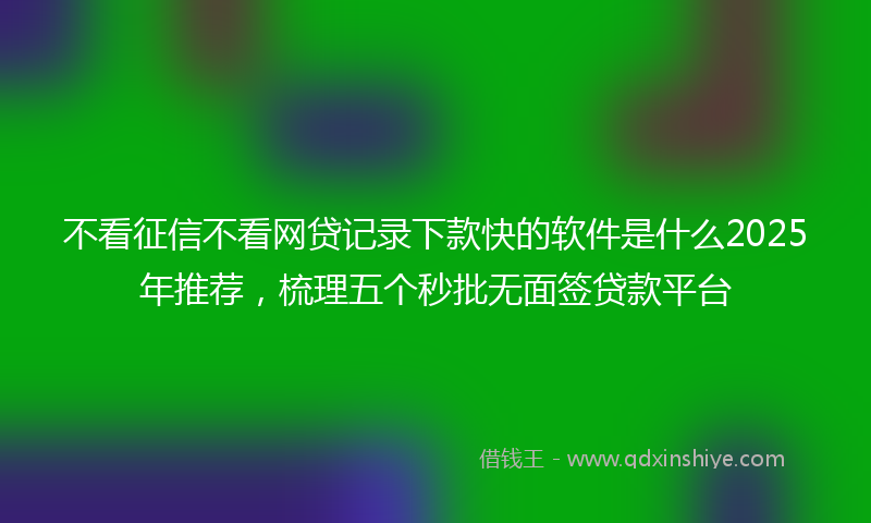 不看征信不看网贷记录下款快的软件是什么2025年推荐，梳理五个秒批无面签贷款平台