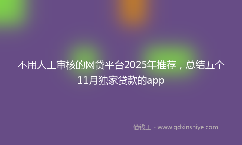 不用人工审核的网贷平台2025年推荐，总结五个11月独家贷款的app