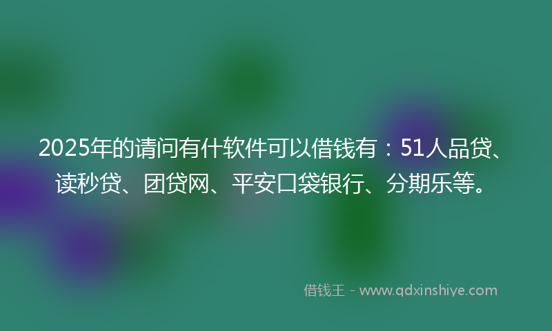 2025年的请问有什软件可以借钱有：51人品贷、读秒贷、团贷网、平安口袋银行、分期乐等。