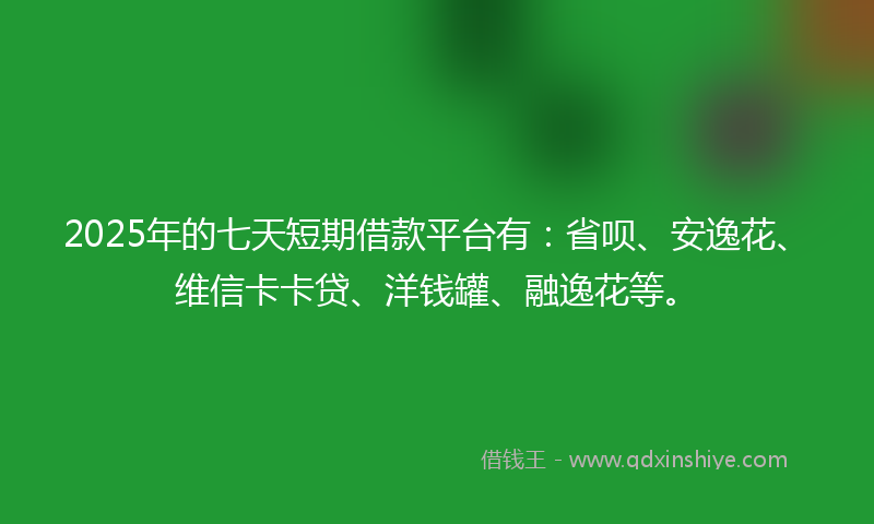 2025年的七天短期借款平台有：省呗、安逸花、维信卡卡贷、洋钱罐、融逸花等。