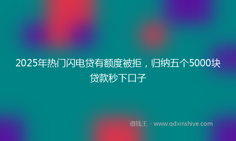 2025年热门闪电贷有额度被拒，归纳五个5000块贷款秒下口子