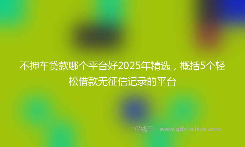 不押车贷款哪个平台好2025年精选，概括5个轻松借款无征信记录的平台