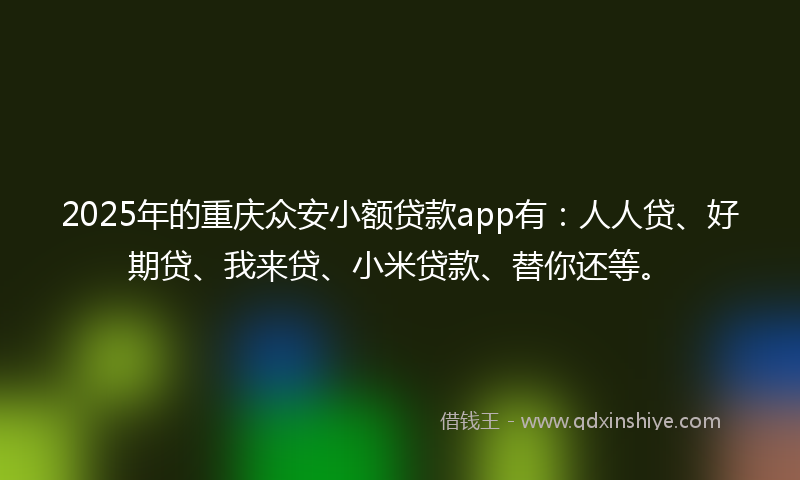 2025年的重庆众安小额贷款app有：人人贷、好期贷、我来贷、小米贷款、替你还等。