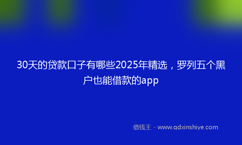 30天的贷款口子有哪些2025年精选,罗列五个黑户也能借款的app