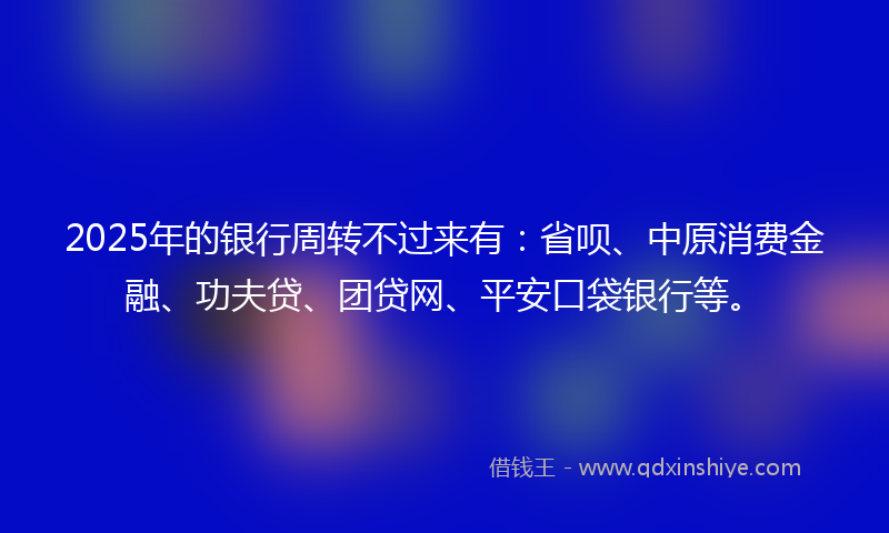 2025年的银行周转不过来有：省呗、中原消费金融、功夫贷、团贷网、平安口袋银行等。