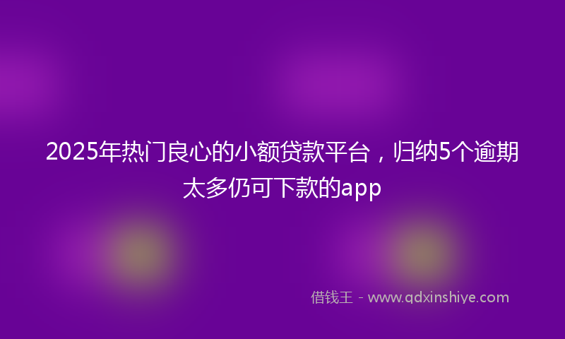 2025年热门良心的小额贷款平台，归纳5个逾期太多仍可下款的app