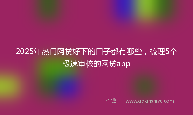 2025年热门网贷好下的口子都有哪些，梳理5个极速审核的网贷app
