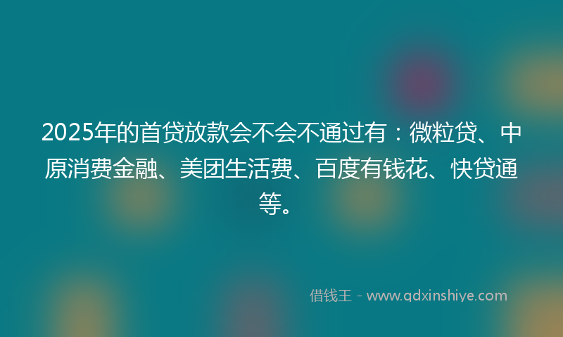 2025年的首贷放款会不会不通过有:微粒贷、中原消费金融、美团生活费、百度有钱花、快贷通等。