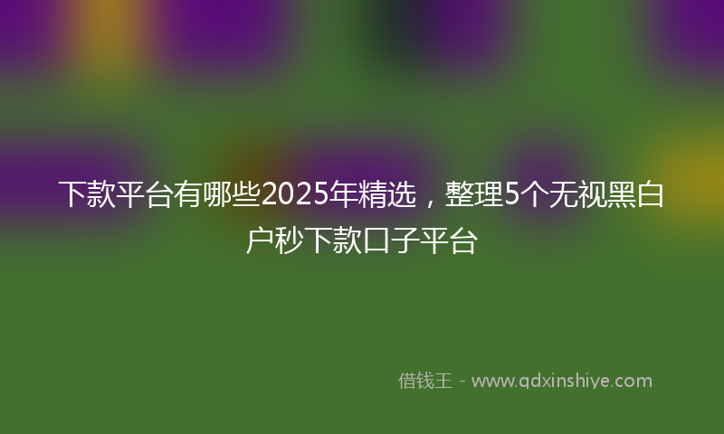 下款平台有哪些2025年精选，整理5个无视黑白户秒下款口子平台
