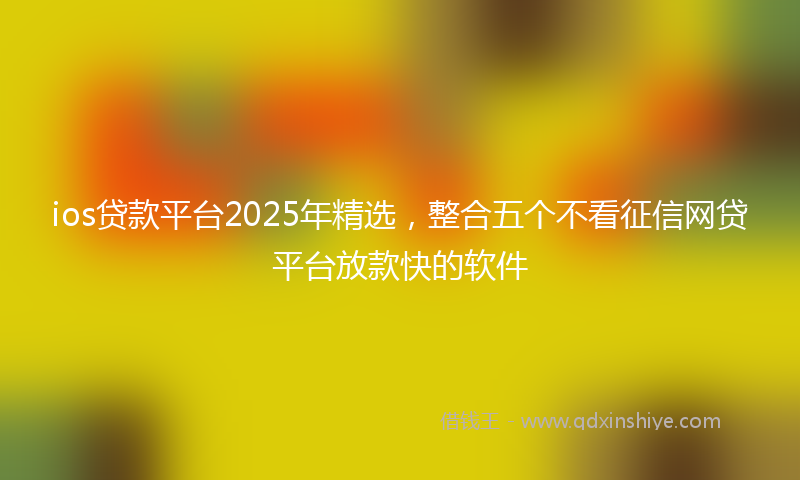 ios贷款平台2025年精选，整合五个不看征信网贷平台放款快的软件
