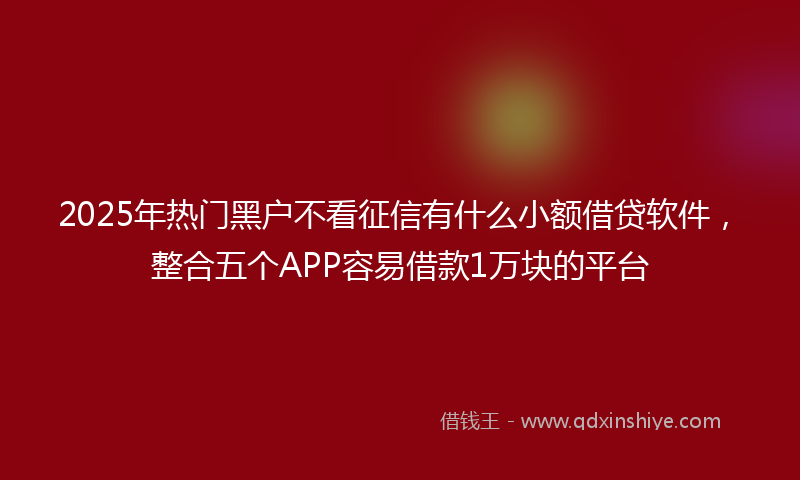 2025年热门黑户不看征信有什么小额借贷软件,整合五个APP容易借款1万块的平台