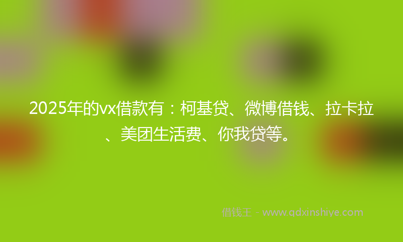 2025年的vx借款有：柯基贷、微博借钱、拉卡拉、美团生活费、你我贷等。
