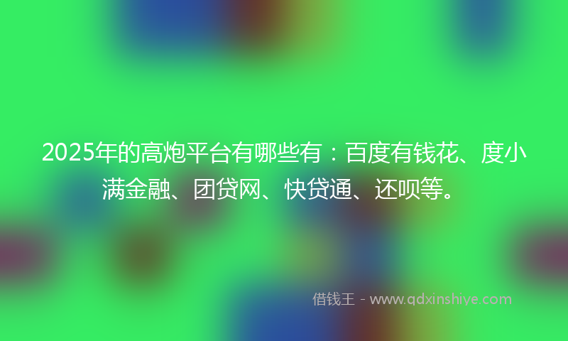 2025年的高炮平台有哪些有：百度有钱花、度小满金融、团贷网、快贷通、还呗等。