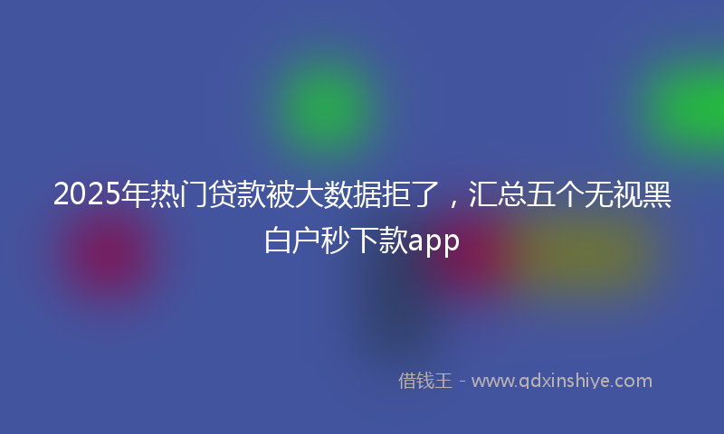 2025年热门贷款被大数据拒了，汇总五个无视黑白户秒下款app