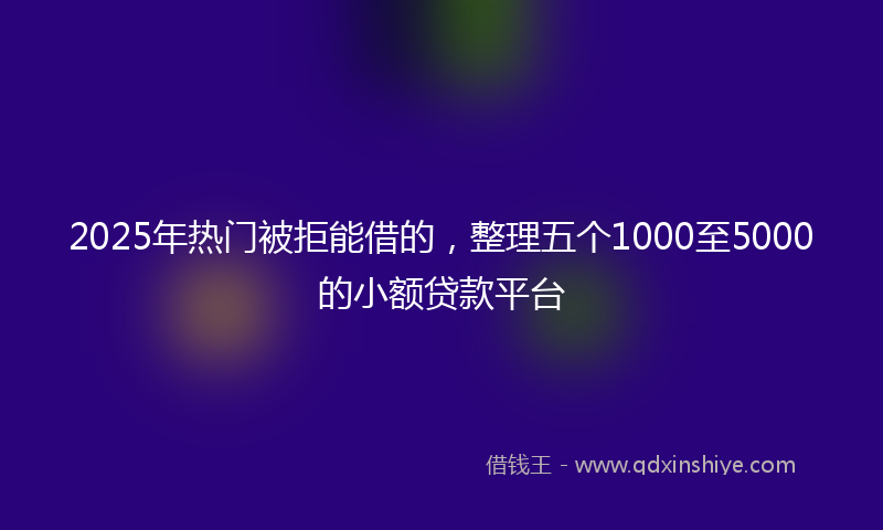 2025年热门被拒能借的，整理五个1000至5000的小额贷款平台