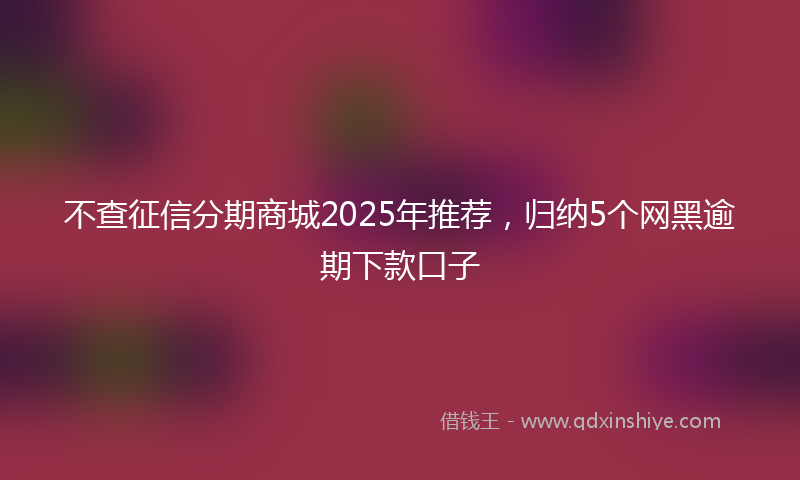 不查征信分期商城2025年推荐，归纳5个网黑逾期下款口子