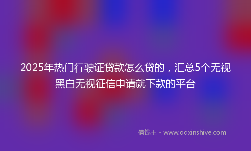 2025年热门行驶证贷款怎么贷的,汇总5个无视黑白无视征信申请就下款的平台