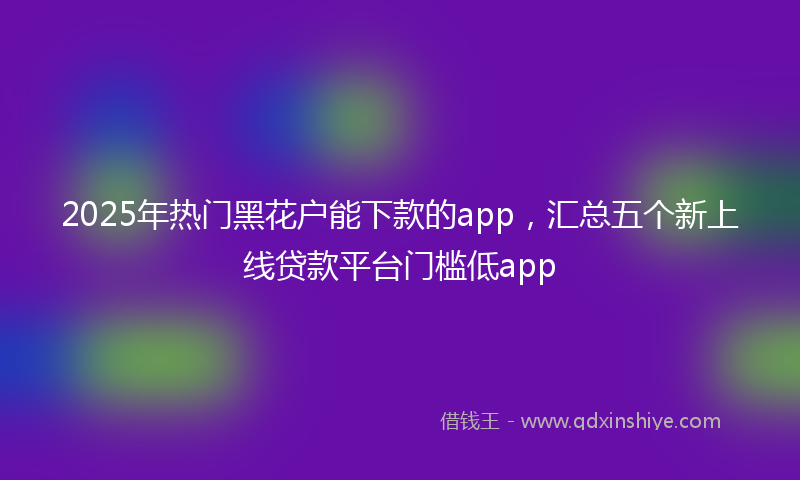 2025年热门黑花户能下款的app，汇总五个新上线贷款平台门槛低app