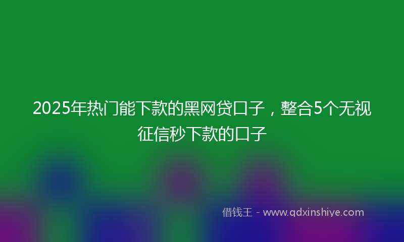 2025年热门能下款的黑网贷口子，整合5个无视征信秒下款的口子