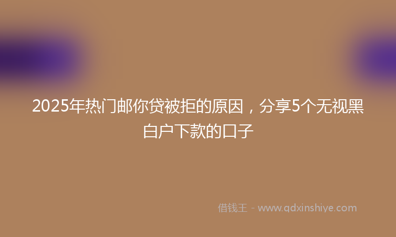 2025年热门邮你贷被拒的原因，分享5个无视黑白户下款的口子