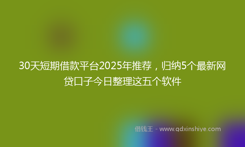 30天短期借款平台2025年推荐，归纳5个最新网贷口子今日整理这五个软件
