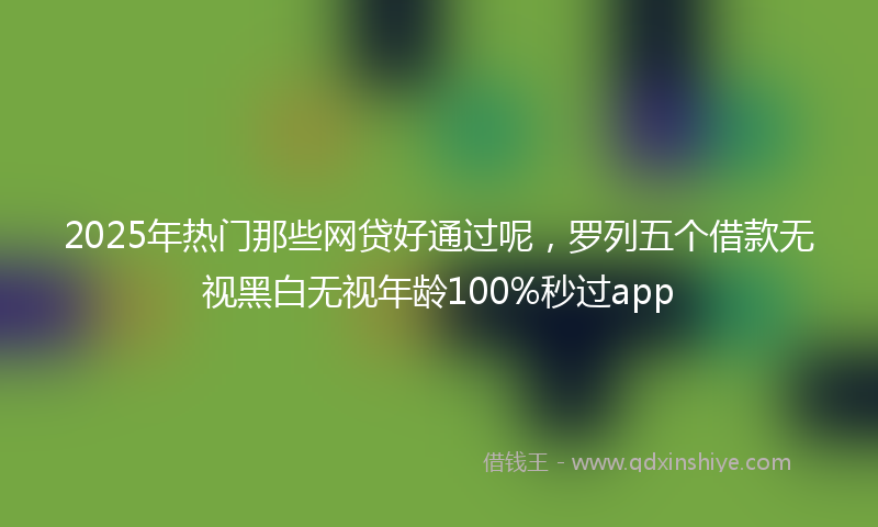 2025年热门那些网贷好通过呢，罗列五个借款无视黑白无视年龄100%秒过app