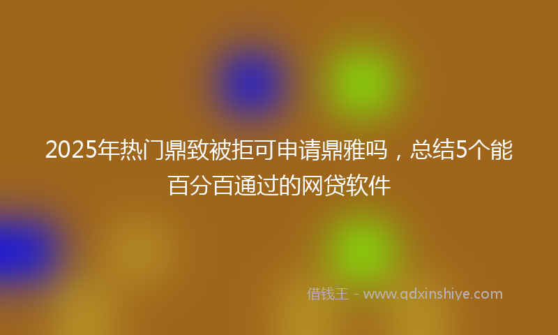 2025年热门鼎致被拒可申请鼎雅吗，总结5个能百分百通过的网贷软件