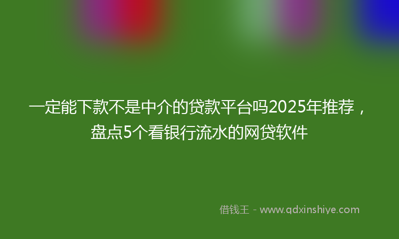 一定能下款不是中介的贷款平台吗2025年推荐，盘点5个看银行流水的网贷软件