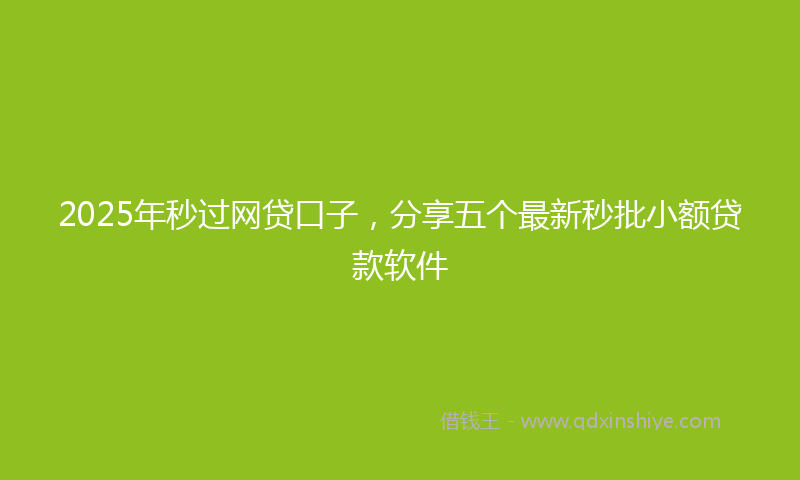 2025年秒过网贷口子，分享五个最新秒批小额贷款软件