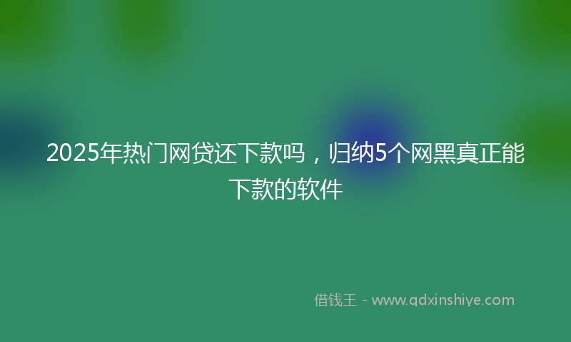 2025年热门网贷还下款吗，归纳5个网黑真正能下款的软件