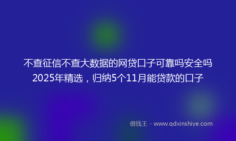 不查征信不查大数据的网贷口子可靠吗安全吗2025年精选，归纳5个11月能贷款的口子