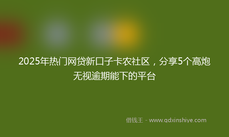 2025年热门网贷新口子卡农社区，分享5个高炮无视逾期能下的平台