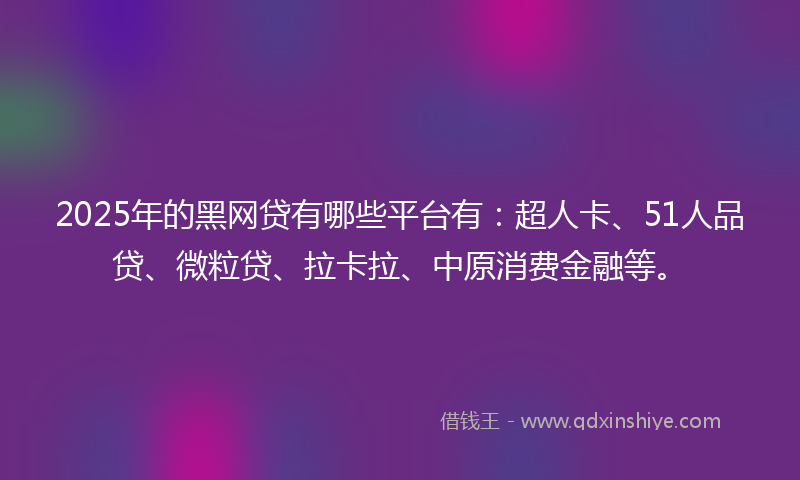 2025年的黑网贷有哪些平台有：超人卡、51人品贷、微粒贷、拉卡拉、中原消费金融等。