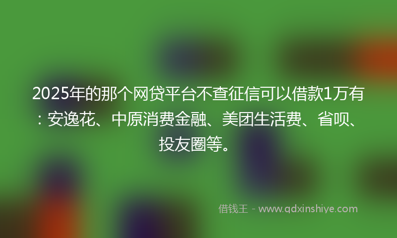 2025年的那个网贷平台不查征信可以借款1万有：安逸花、中原消费金融、美团生活费、省呗、投友圈等。