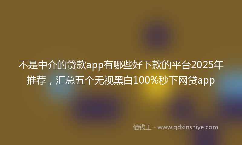 不是中介的贷款app有哪些好下款的平台2025年推荐，汇总五个无视黑白100%秒下网贷app