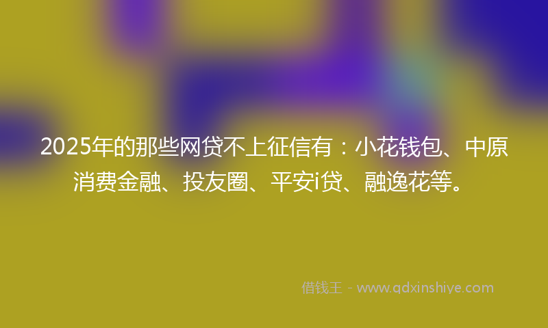 2025年的那些网贷不上征信有：小花钱包、中原消费金融、投友圈、平安i贷、融逸花等。