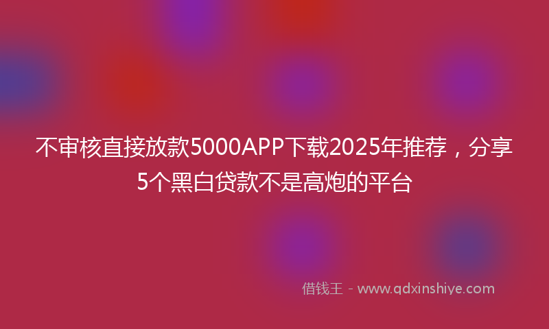 不审核直接放款5000APP下载2025年推荐，分享5个黑白贷款不是高炮的平台