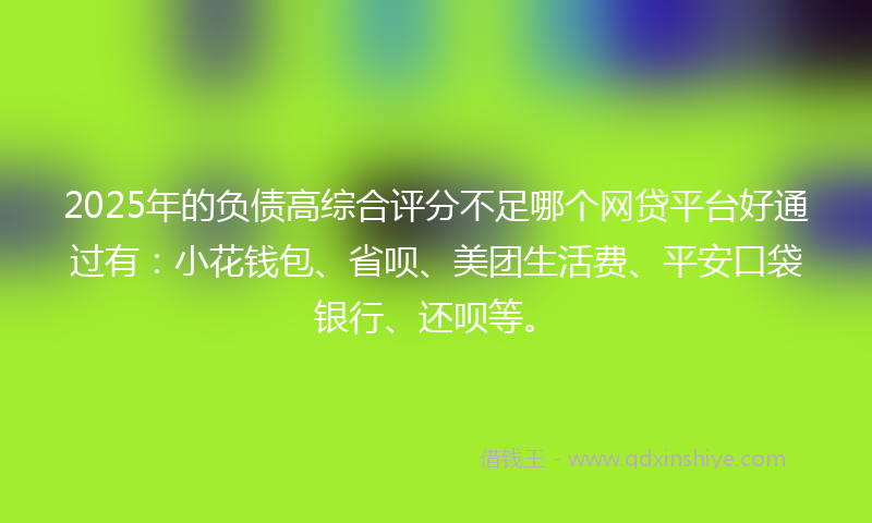 2025年的负债高综合评分不足哪个网贷平台好通过有：小花钱包、省呗、美团生活费、平安口袋银行、还呗等。