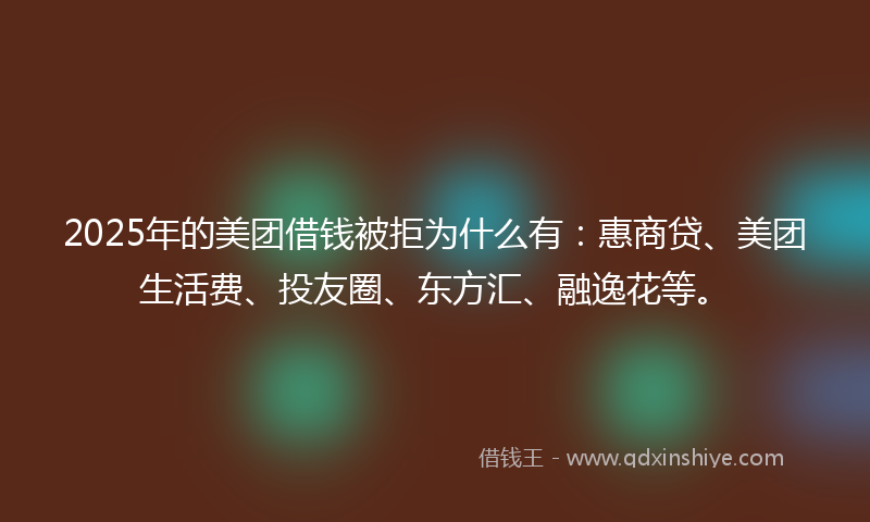 2025年的美团借钱被拒为什么有:惠商贷、美团生活费、投友圈、东方汇、融逸花等。