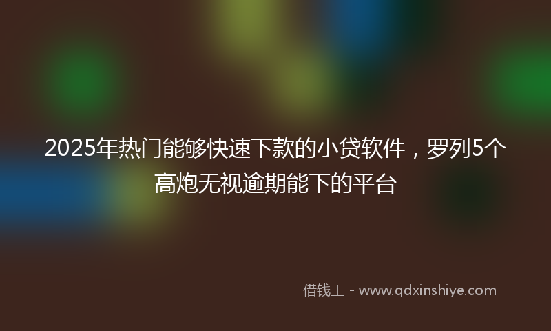 2025年热门能够快速下款的小贷软件，罗列5个高炮无视逾期能下的平台