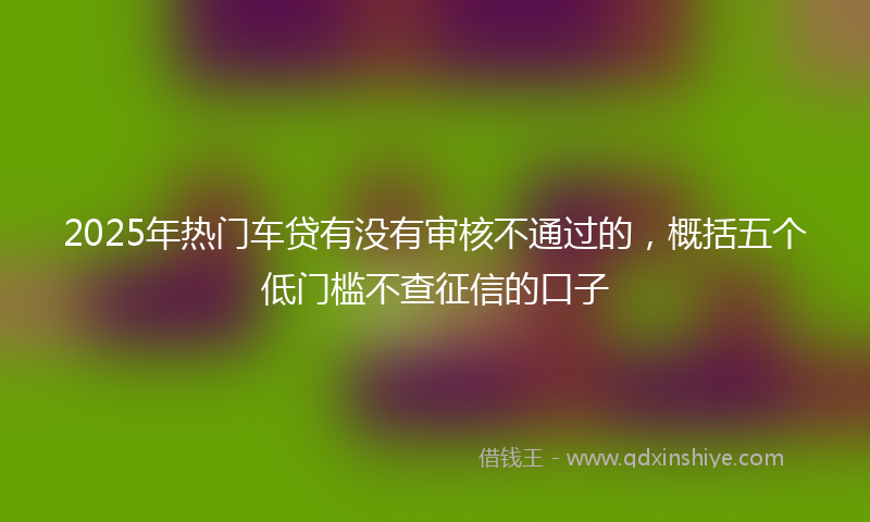 2025年热门车贷有没有审核不通过的，概括五个低门槛不查征信的口子