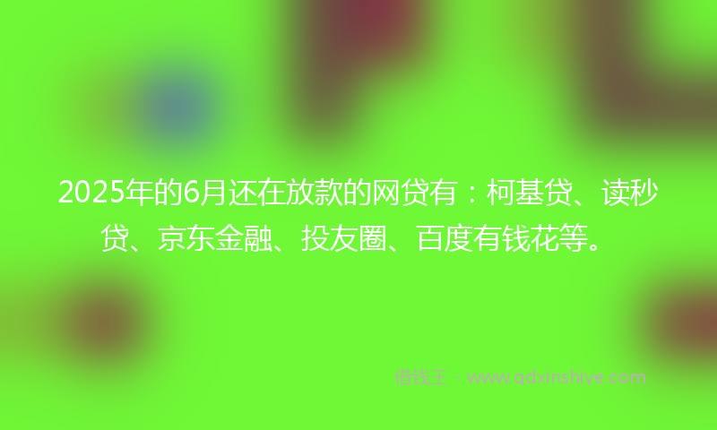2025年的6月还在放款的网贷有:柯基贷、读秒贷、京东金融、投友圈、百度有钱花等。