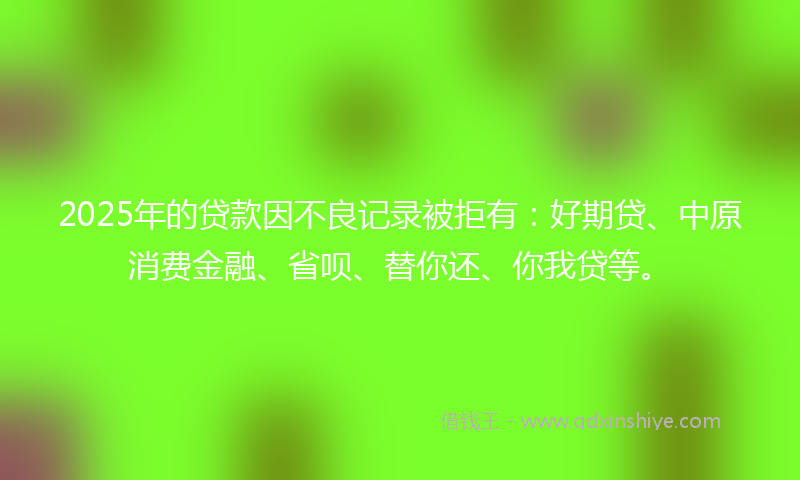 2025年的贷款因不良记录被拒有：好期贷、中原消费金融、省呗、替你还、你我贷等。