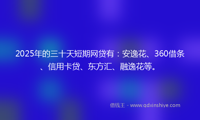 2025年的三十天短期网贷有：安逸花、360借条、信用卡贷、东方汇、融逸花等。
