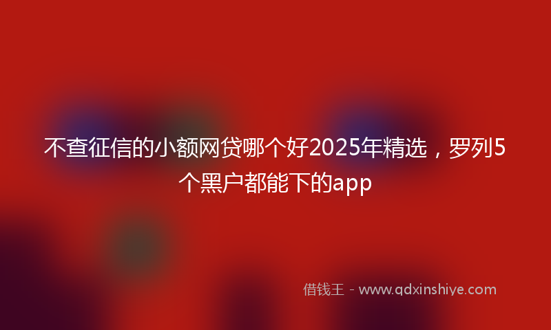 不查征信的小额网贷哪个好2025年精选，罗列5个黑户都能下的app