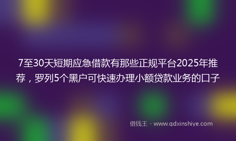 7至30天短期应急借款有那些正规平台2025年推荐，罗列5个黑户可快速办理小额贷款业务的口子
