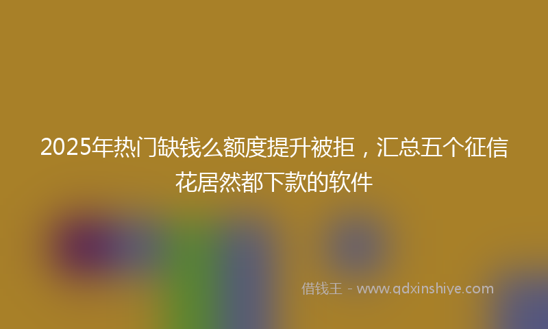 2025年热门缺钱么额度提升被拒，汇总五个征信花居然都下款的软件