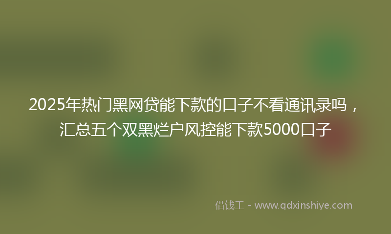 2025年热门黑网贷能下款的口子不看通讯录吗，汇总五个双黑烂户风控能下款5000口子