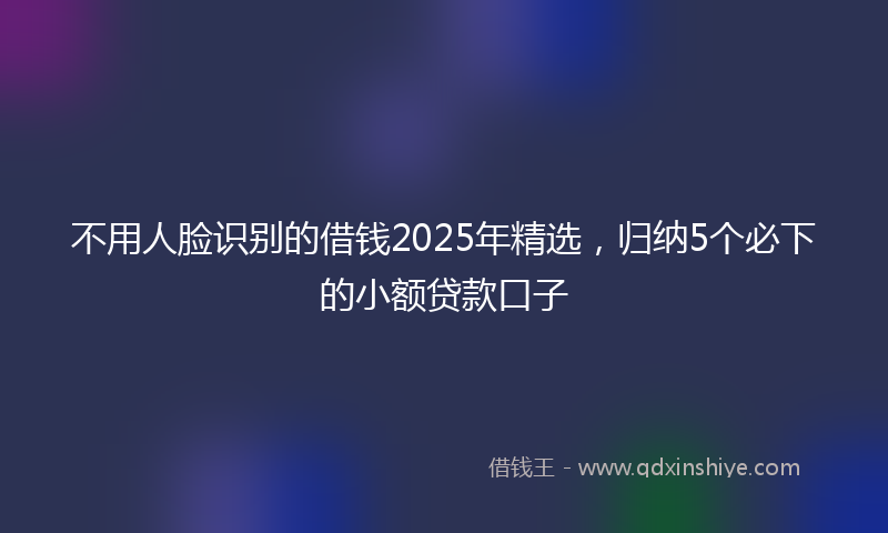 不用人脸识别的借钱2025年精选，归纳5个必下的小额贷款口子